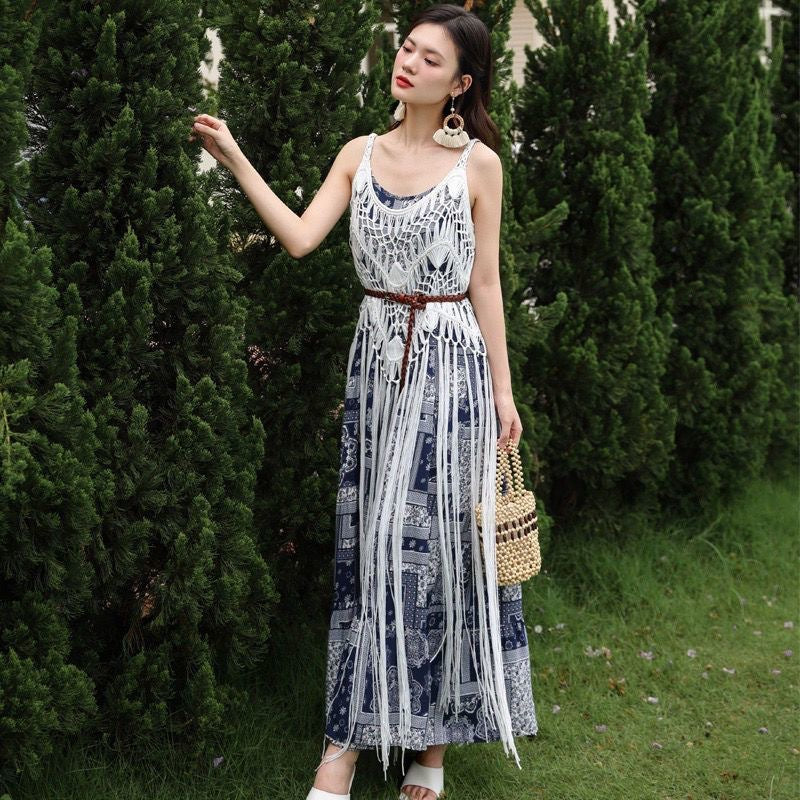 Spring And Summer Women's Cotton And Linen Strapless Dress