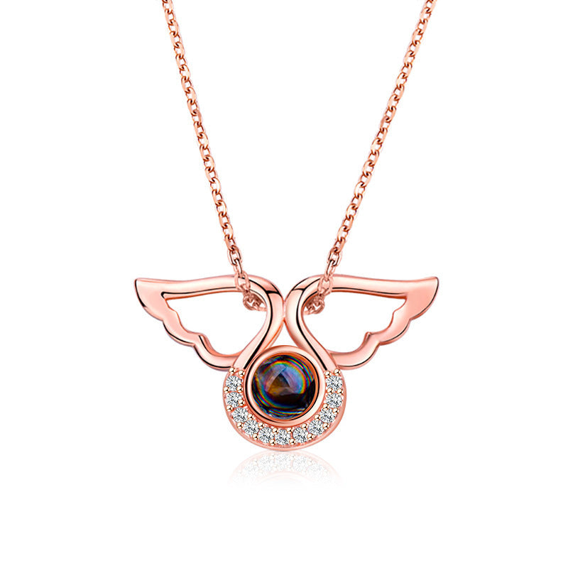 Best Selling 100 Languages I Love You Necklace Little Angel Projection Necklace Clavicle Chain Net Celebrity Vibrato With The Same Jewelry