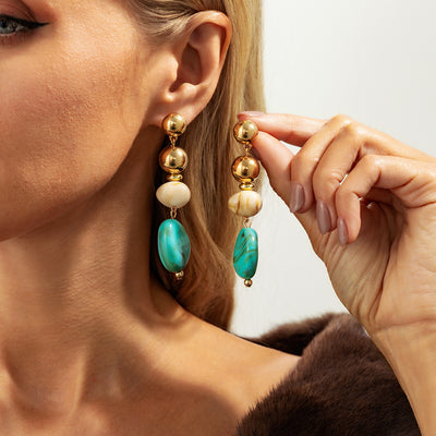 Female Casual Versatile Ethnic-style Irregular CCB Resin Earrings