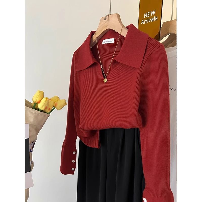 Green Lapel Sweater Inner Bottoming Shirt Women