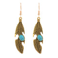 Vintage Feather Inlaid With Turquoise Leaf Pattern
