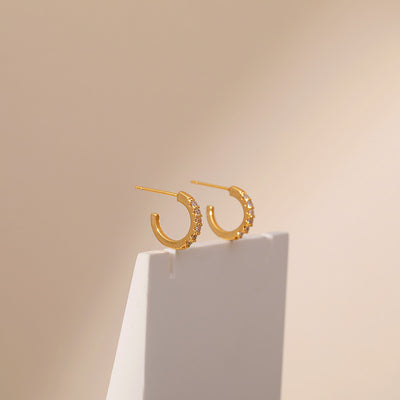 Micro-set Zircon Letter Semi-circle Versatile Earrings For Women