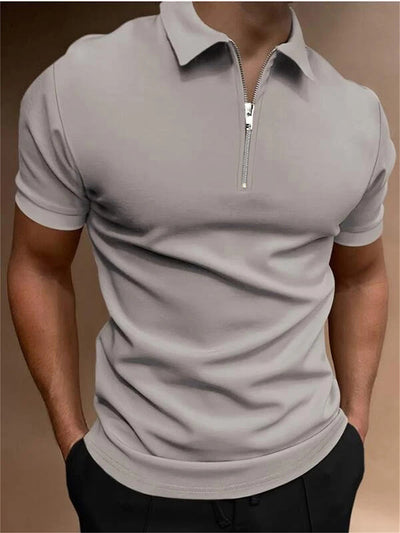 Men's Polo Shirt Solid Color Polo Collar T-shirt Casual Fit Top Men's Clothing