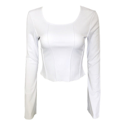 Square-neck Fitted Long-sleeve Knit Top T-shirt