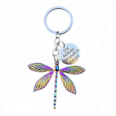 Colorful Rainbow Dragonfly Keychain Keyring