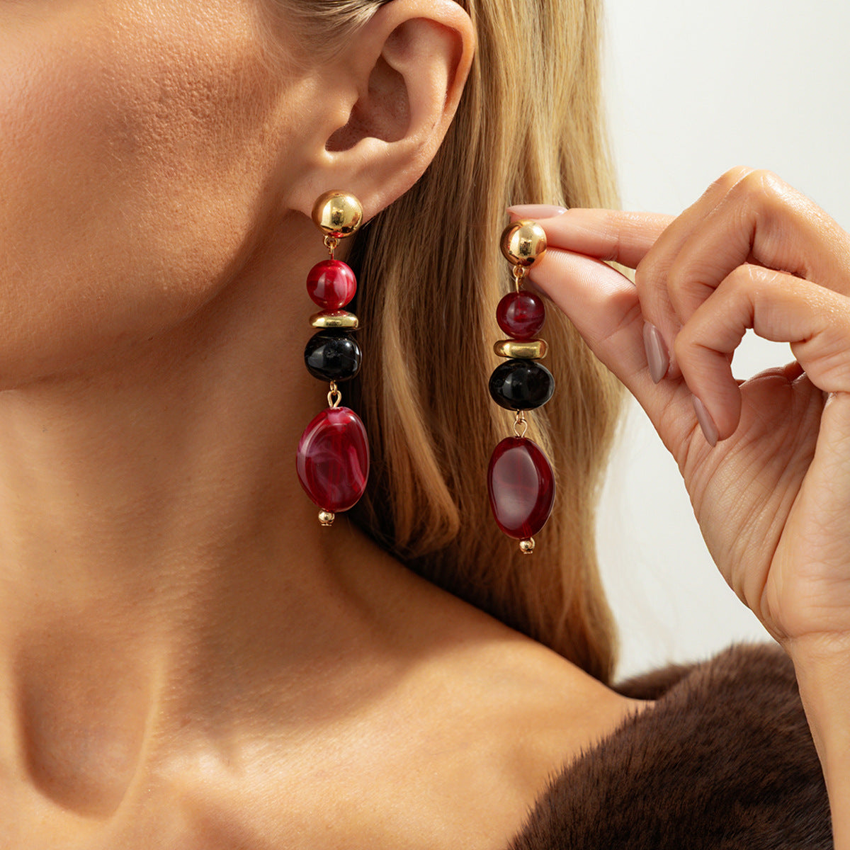 Female Casual Versatile Ethnic-style Irregular CCB Resin Earrings