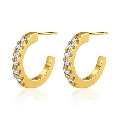 Micro-set Zircon Letter Semi-circle Versatile Earrings For Women