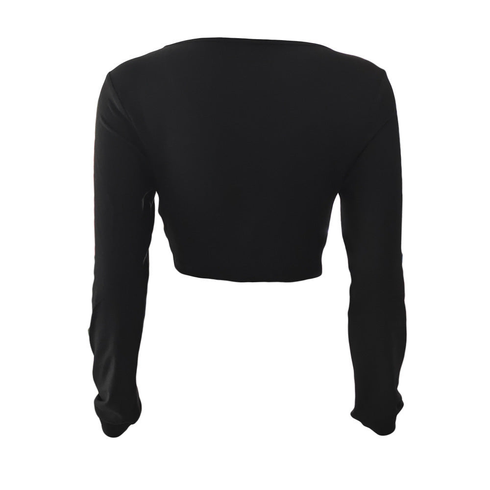 Women's New Short Sexy Solid Color Drawstring Top