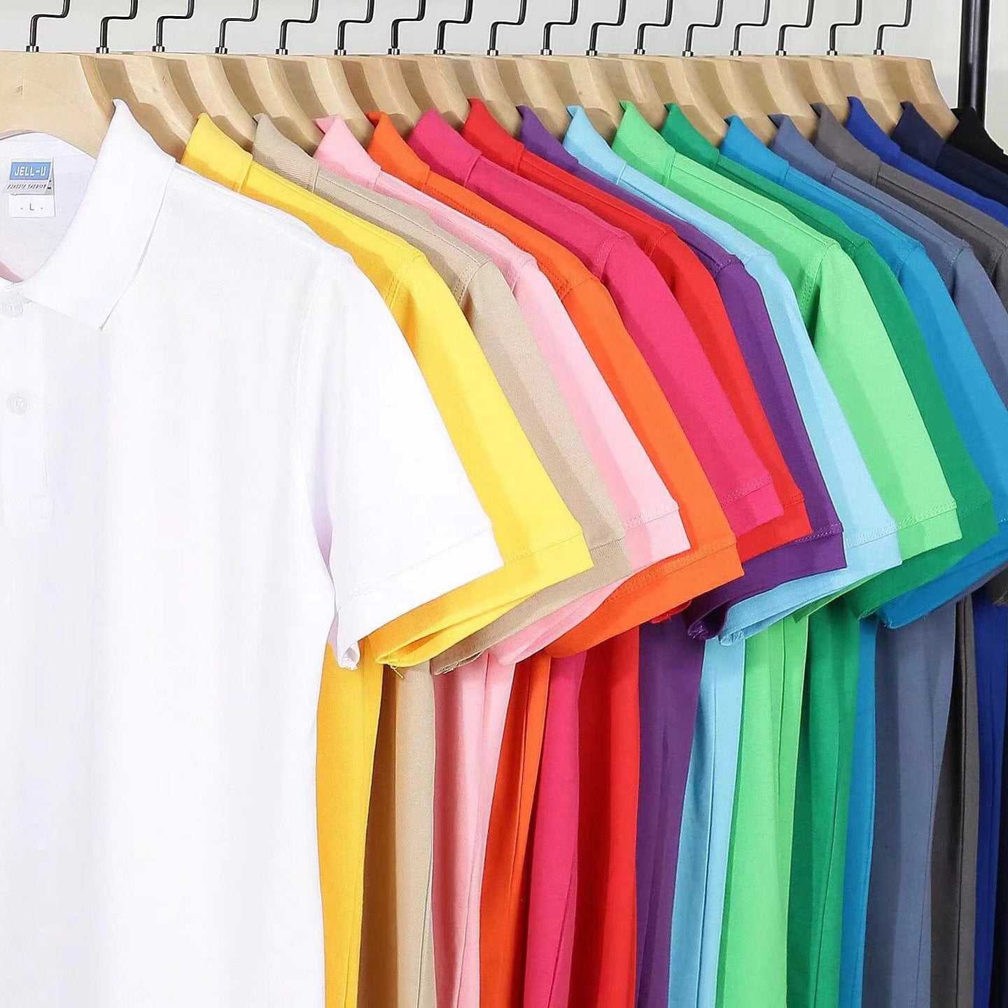 CVC Lapel Polo Shirt Solid Color Workwear Short Sleeve