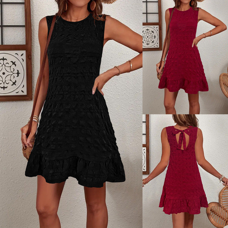Women's Sleeveless Tie Solid Color Casual Elegant Dress
