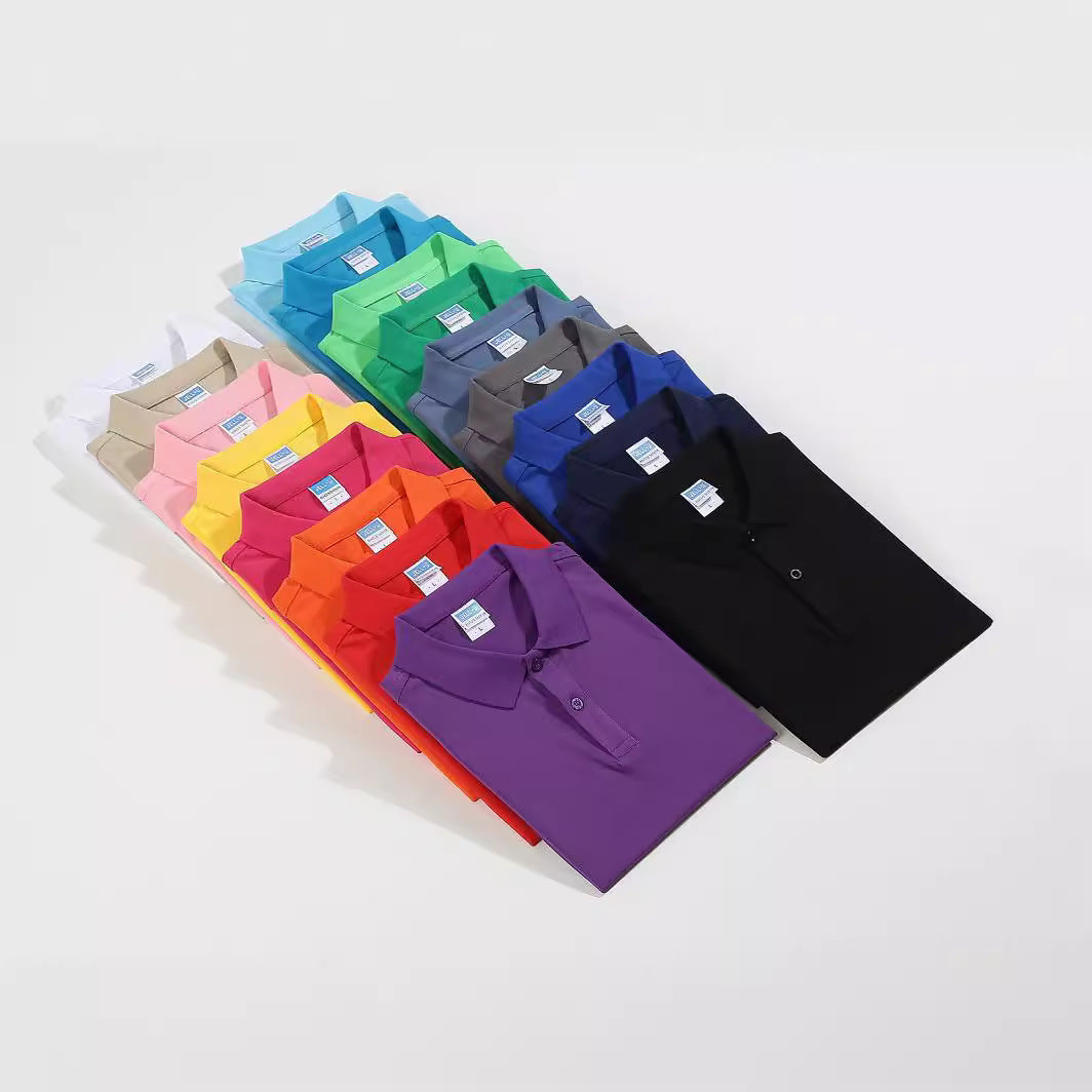 CVC Lapel Polo Shirt Solid Color Workwear Short Sleeve