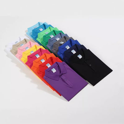 CVC Lapel Polo Shirt Solid Color Workwear Short Sleeve