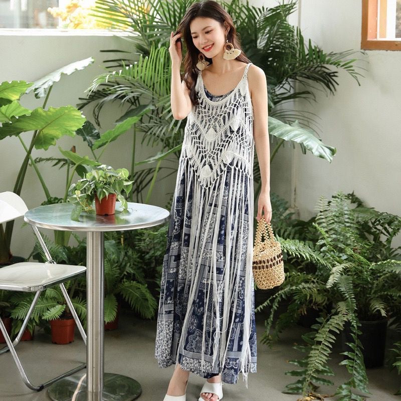 Spring And Summer Women's Cotton And Linen Strapless Dress