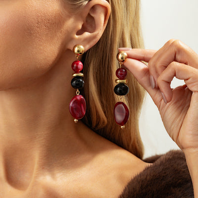 Female Casual Versatile Ethnic-style Irregular CCB Resin Earrings