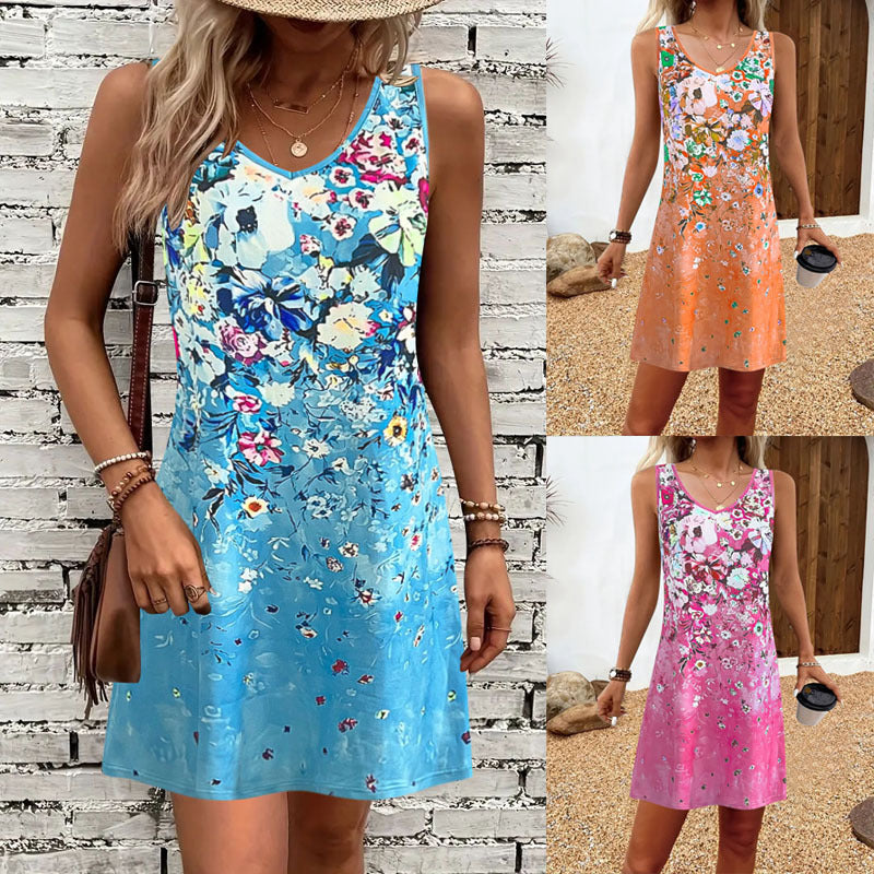 Women's Printed Sleeveless Vest Dress