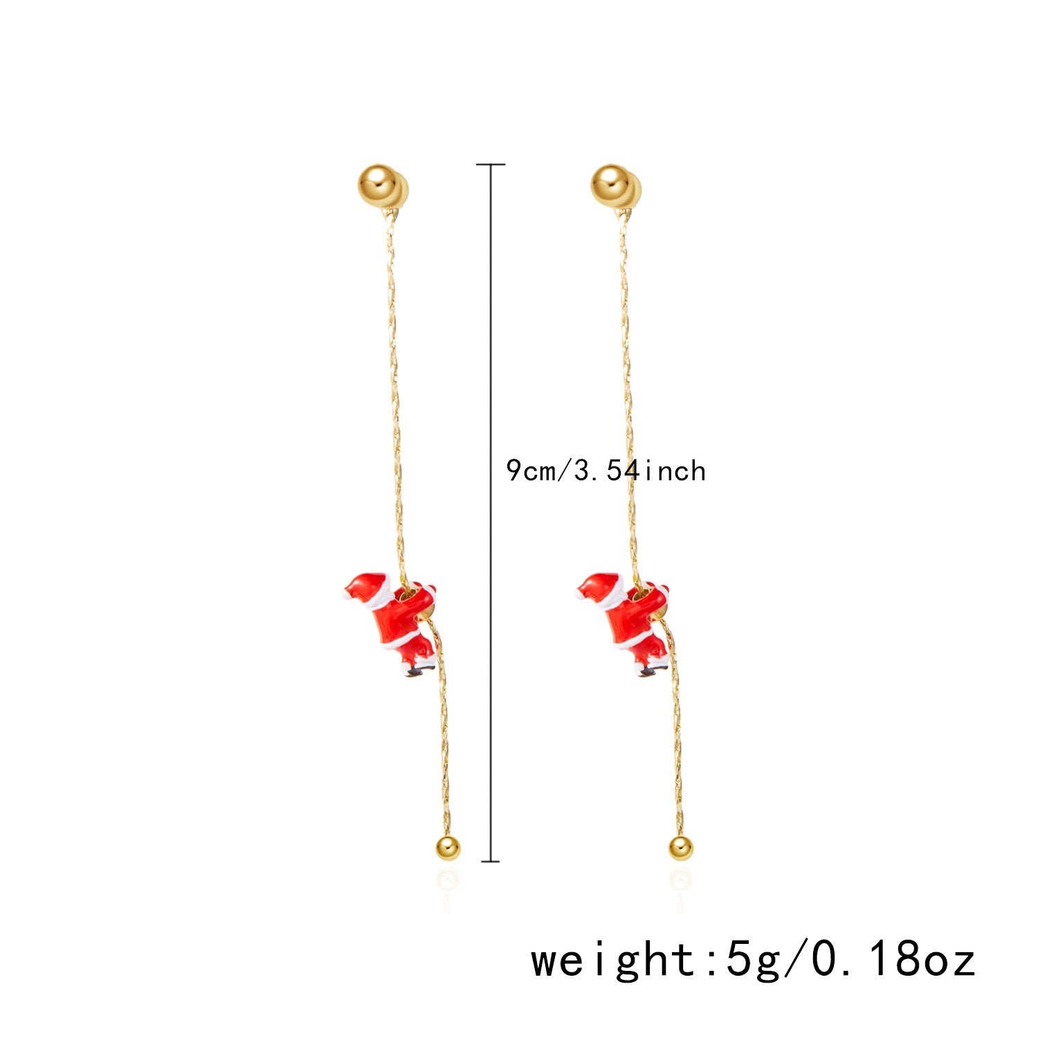 Crawling Santa Tassel Long Asymmetric Snowflake Earrings