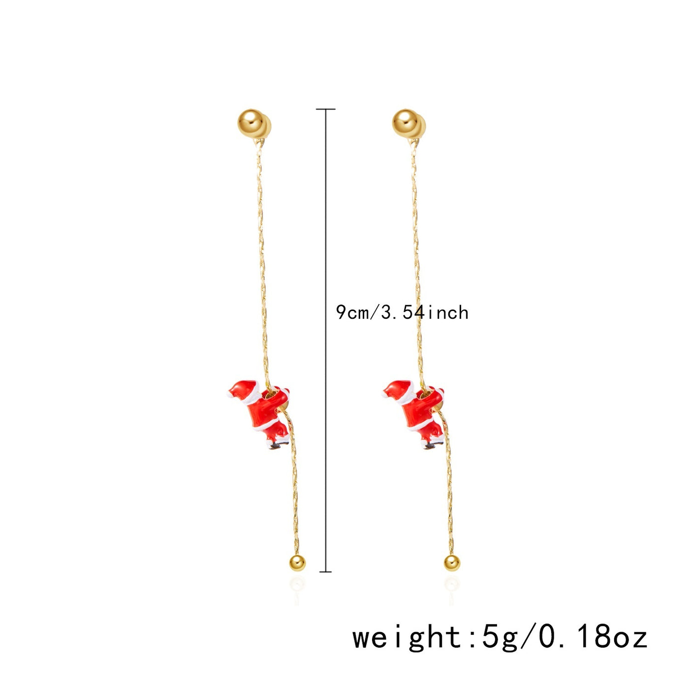 Crawling Santa Tassel Long Asymmetric Snowflake Earrings