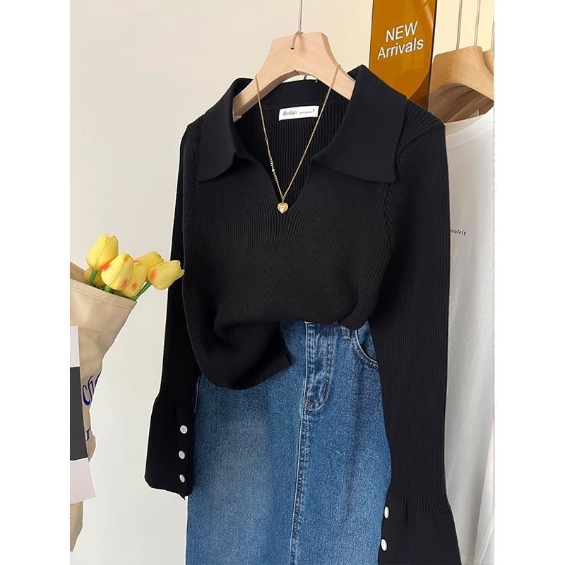 Green Lapel Sweater Inner Bottoming Shirt Women