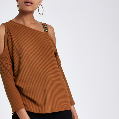 New Solid Color Off-shoulder Knit Top For Women