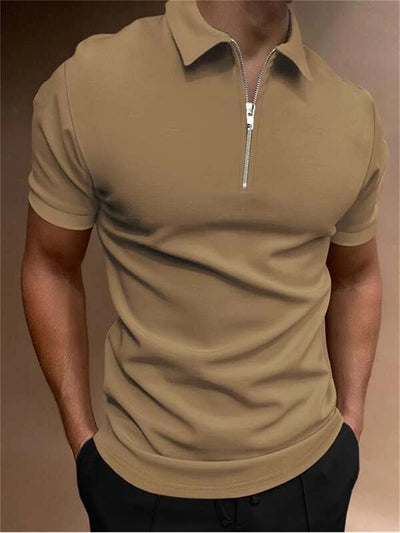 Men's Polo Shirt Solid Color Polo Collar T-shirt Casual Fit Top Men's Clothing