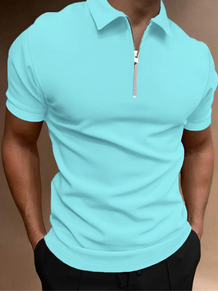 Men's Polo Shirt Solid Color Polo Collar T-shirt Casual Fit Top Men's Clothing