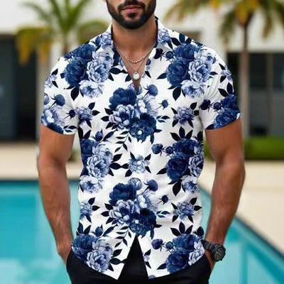Hawaiian Tropical Floral 3d Printed Casual Men's Short Sleeve Shirt